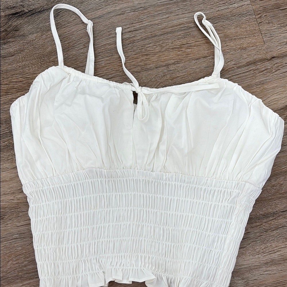 Wayf Cream Smocked Crop Top NWOT